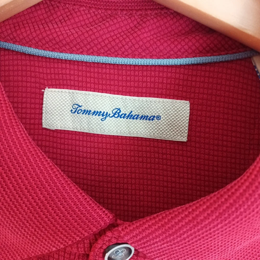 Men's Tommy Bahama Red Polo Shirt With Logo Size XL - Picture 3 of 7
